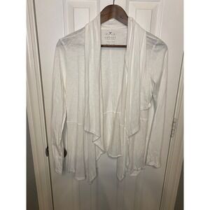 Velvet by Graham Spencer Open Cardigan Womens Medium White Slub Knit‎ Draped